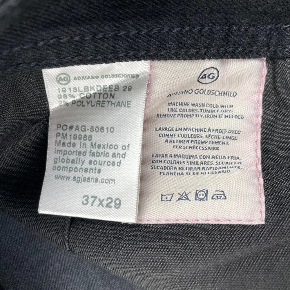 AG Adriano Goldschmied Jeans Mens 37x29 Deep Black Straight B-Type II Denim